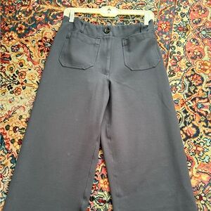 Quince Navy Blue Stretch Wide Leg Cropped Pants